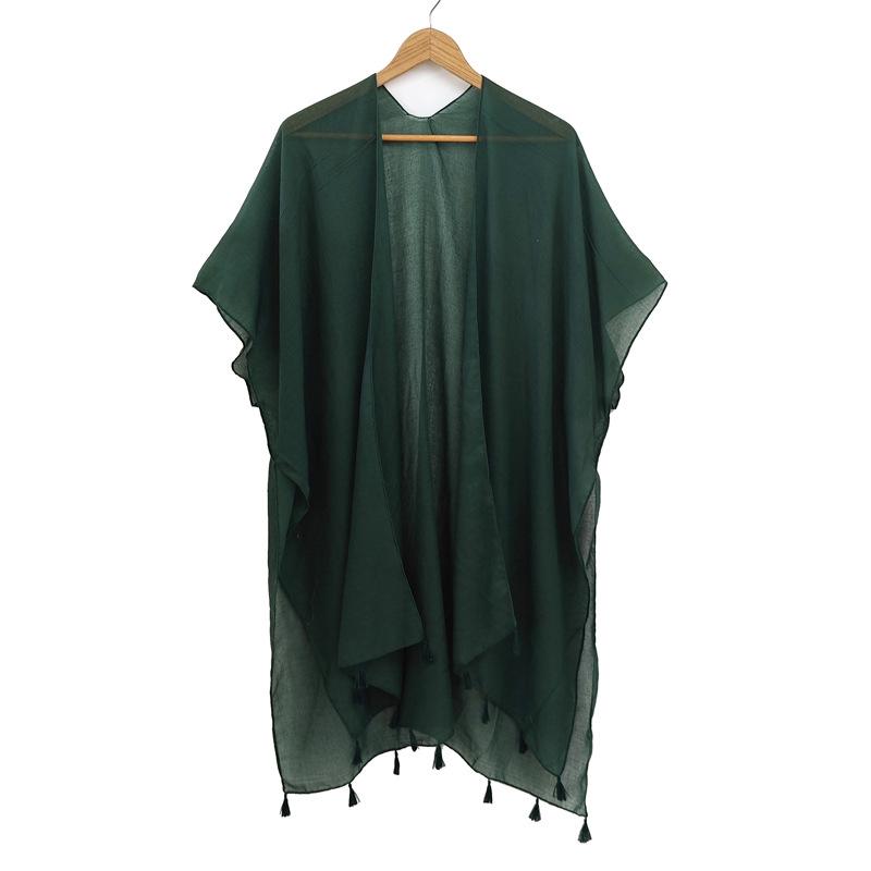 Женский солнцезащитный платок с кисточками для пляжа, летний полиэстеровый уличный кардиган с защитой от солнца, однотонный, для путешествий, модные аксессуары