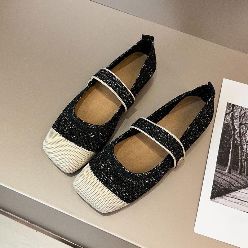 Модные ретро туфли Мэри Джейн с квадратным носком для женщин, летние, комбинированные по цвету, женские балетки 2025, социальные, по низкой цене, модные, 39, элегантные туфли для платья