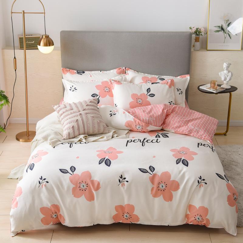 Приятный для кожи хлопковый комплект из четырех частей, простыня из трех частей, пододеяльник, постельное белье