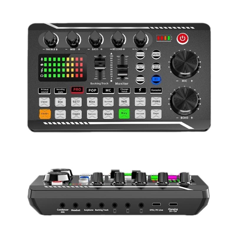 F998 Condenser Microphone With Auditory Mixer Sound Card For Clear Auditory In Podcasts And Music Production