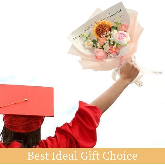 Crochet Flowers Bouquet Sunflower Rose : Handmade Knitted Bouquet for Mother's Day Birthday Home Decor Girlfriend (Pink)