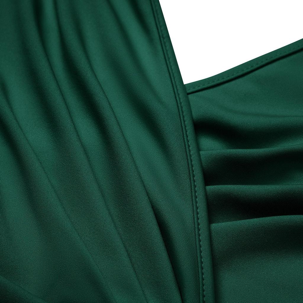 Women Spring Solid Color V-Neck Sleeveless Dress Summer Casual A-Line High Waist Irregular Split Middle Long Dresses S-XL