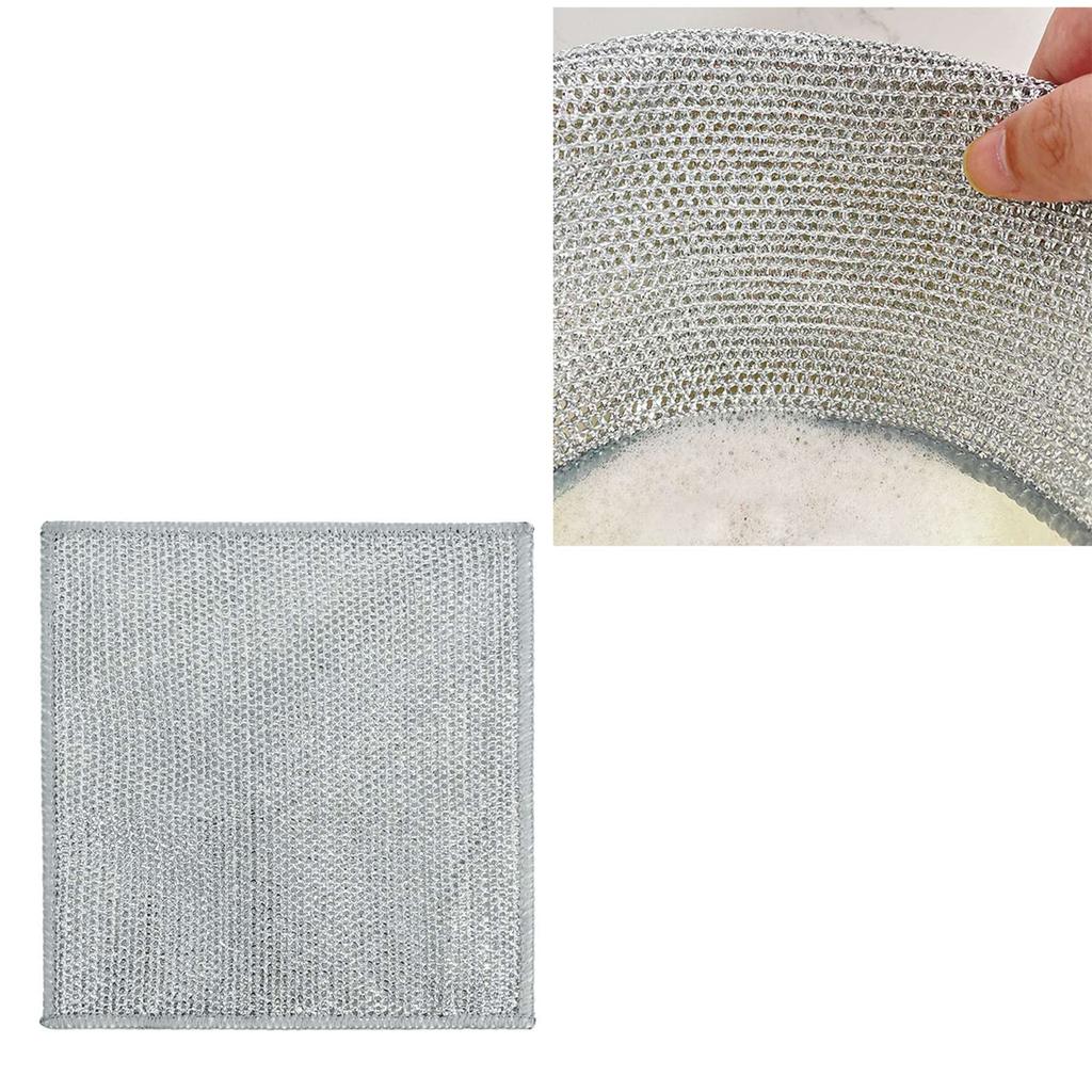 10 шт. Двусторонние тряпки из серебряной проволоки Многофункциональные антипригарные салфетки для мытья посуды Салфетки для кухни