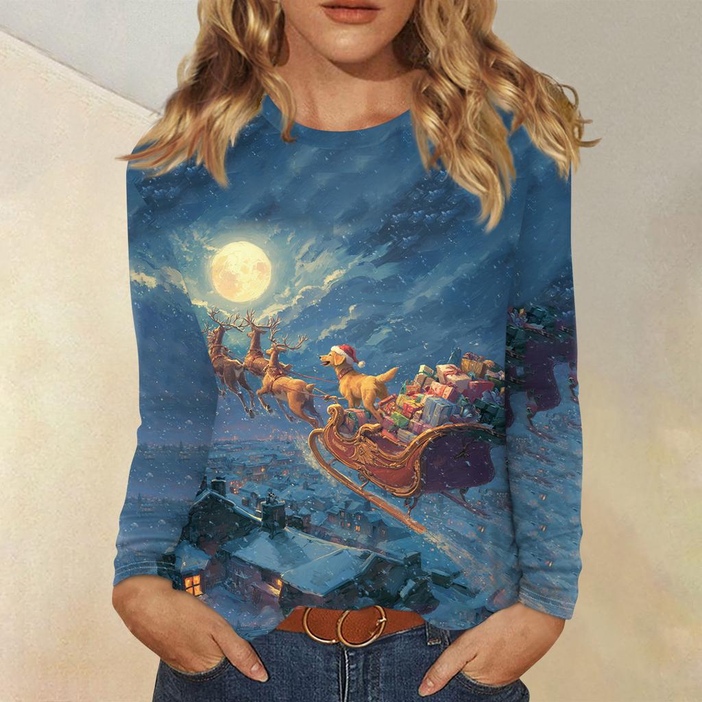 Рубашки с длинным рукавом для женщин, милые футболки с графическим принтом, блузки, повседневные базовые топы больших размеров, пуловеры