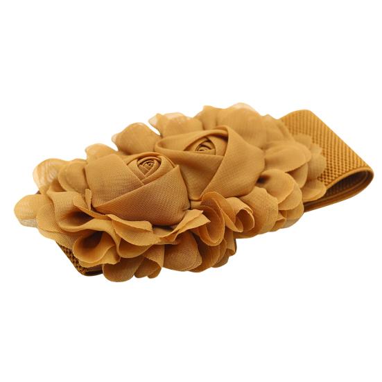 Женский модный эластичный пояс с двойными розами и широким эластичным поясом