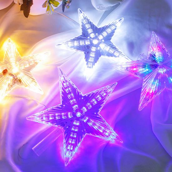 Топпер для рождественской елки со светодиодной подсветкой, топпер для елки со звездой, водонепроницаемый многоразовый, высокая яркость, новогодний праздник, домашний офис, украшения для дома, Рождество