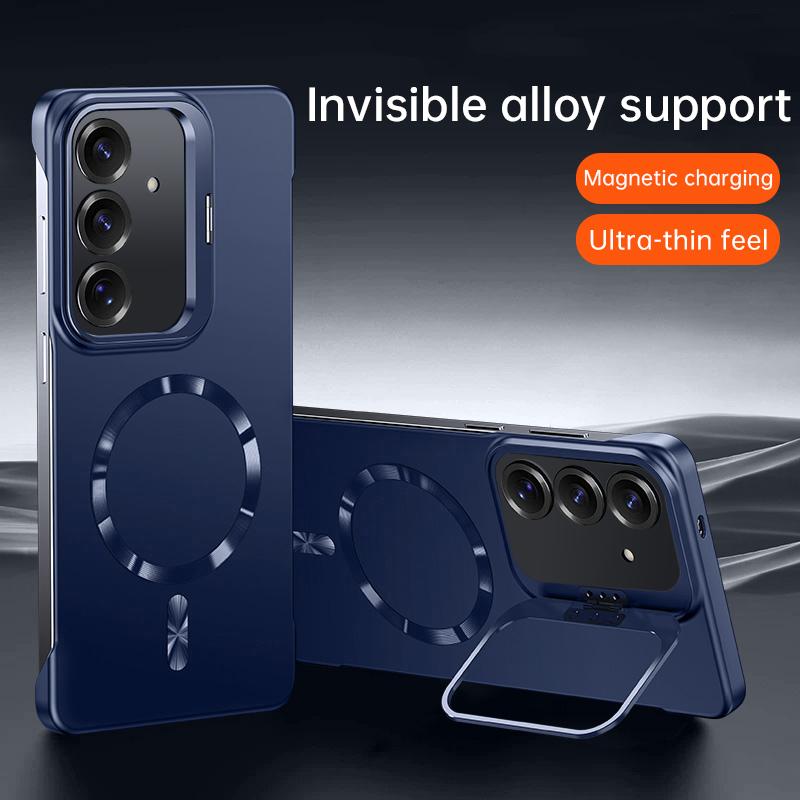 For Samsung S25 S25+S25E  S25Ultra Magnetic wireless charging phone case Bracket frameless Mobile cover  Shockproof Bumper Funda