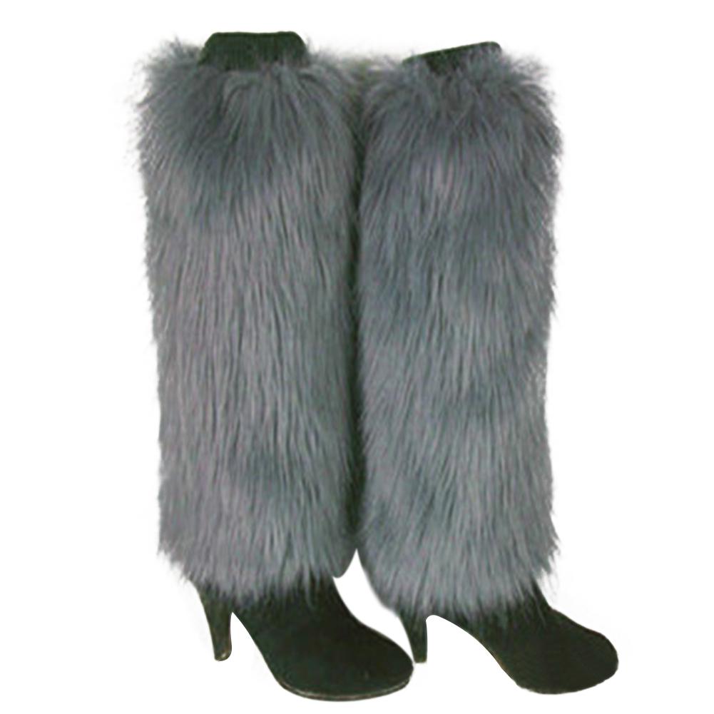 Winter Shop Winter Fashion Women Boot Solid Color Cs Warm Furry Faux Fur Leg Warmers