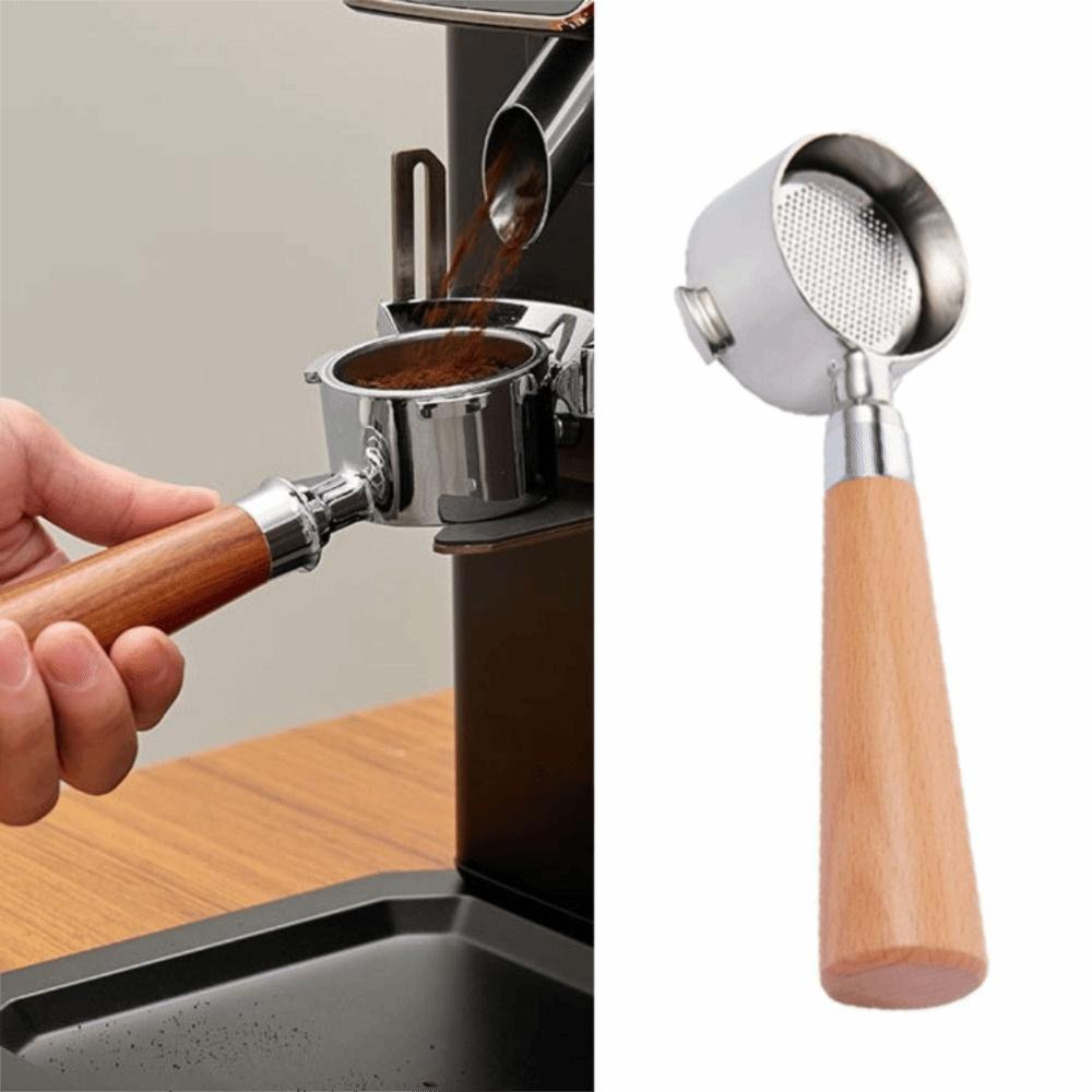 Wood Handle Bottomless Coffee Portafilter 3 Ear Espresso Machine Replacement Parts Barista