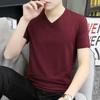 Men's Slim Fit V-Neck Short-Sleeve T-Shirt - Korean Style Summer White Top