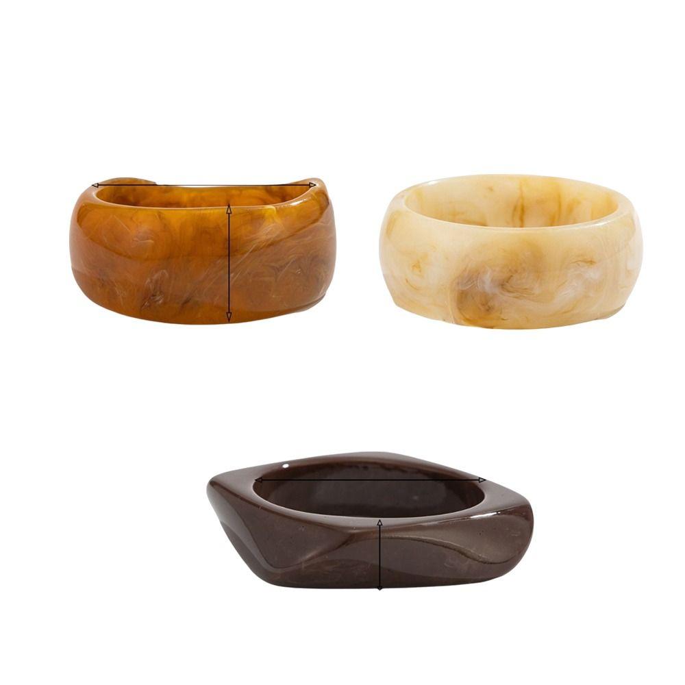 Minority Design Retro Resin Bangle Chunky Exaggerated Irregular Wide Bracelet Vintage Jewelry Accessories Geometric Hand Ring