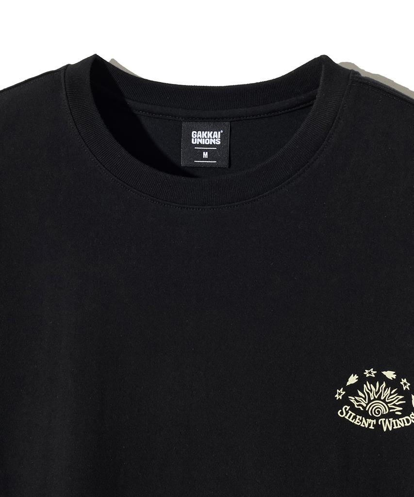 GAKKAI UNIONS Sunset Western Button Short Sleeve T-Shirt Black