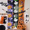 Halloween Event Decoration Foil Fringe Curtain for Halloween, Orange Purple Black Background Holiday Party Backdrop Photo Booth Props, Pumpkin