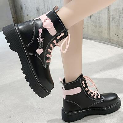 Обувь для женщин 2024 Зима Плюшевые Теплые Женские Ботинки Смешанные Цвета Круглый Носок Шнуровка Пряжка-Сердечко Средний Каблук Водонепроницаемая Обувь Женская