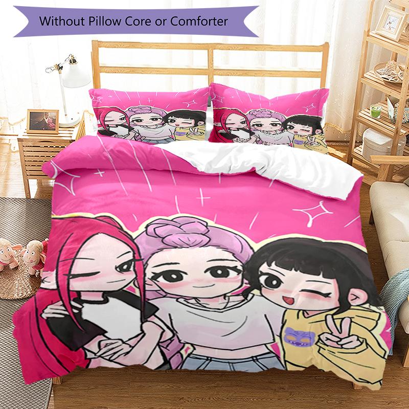3pcs KPop Demon Hunters7 Design Cover Set - HD Printed Bedding with 1 Cover and 2 Pillowcases - Perfect for Home and Dorm Decor