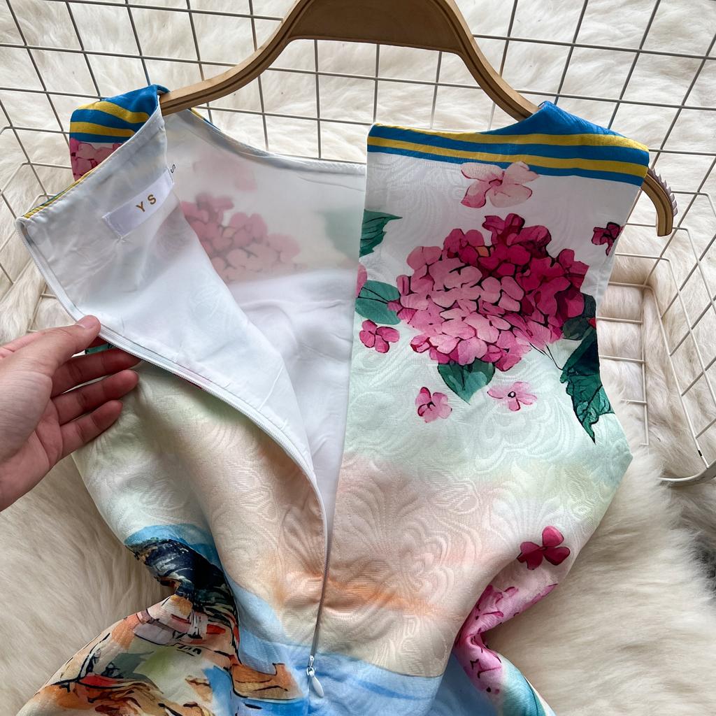 Летние женские брендовые дизайнерские принты на подиуме элегантные мини-короткие платья без рукавов для вечеринок