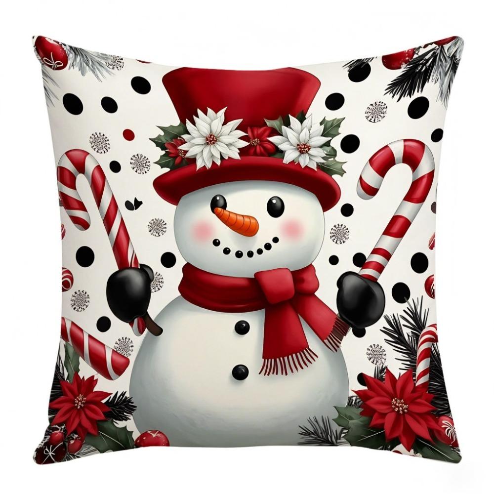 Christmas Cushion Cover Christmas Tree Pattern Santa Claus Cartoon Christmas Pillow Cover 45x45cm Size Snowflake