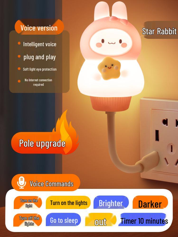 Voice-Activated Smart Night Light for Bedroom, Bedside, and Kids' Room
