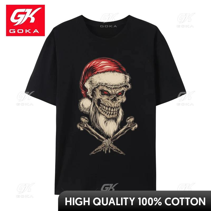 Vintage Christmas Santa Skull with Bones TShirts Customized Tops Tees Fashion Tshirt Camiseta Plus Size