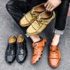 Fashionable Handmade Trainers Waterproof and Durable Flat Shoes Men Leather Casual Shoes Suitable for All Seasons Casual Walks