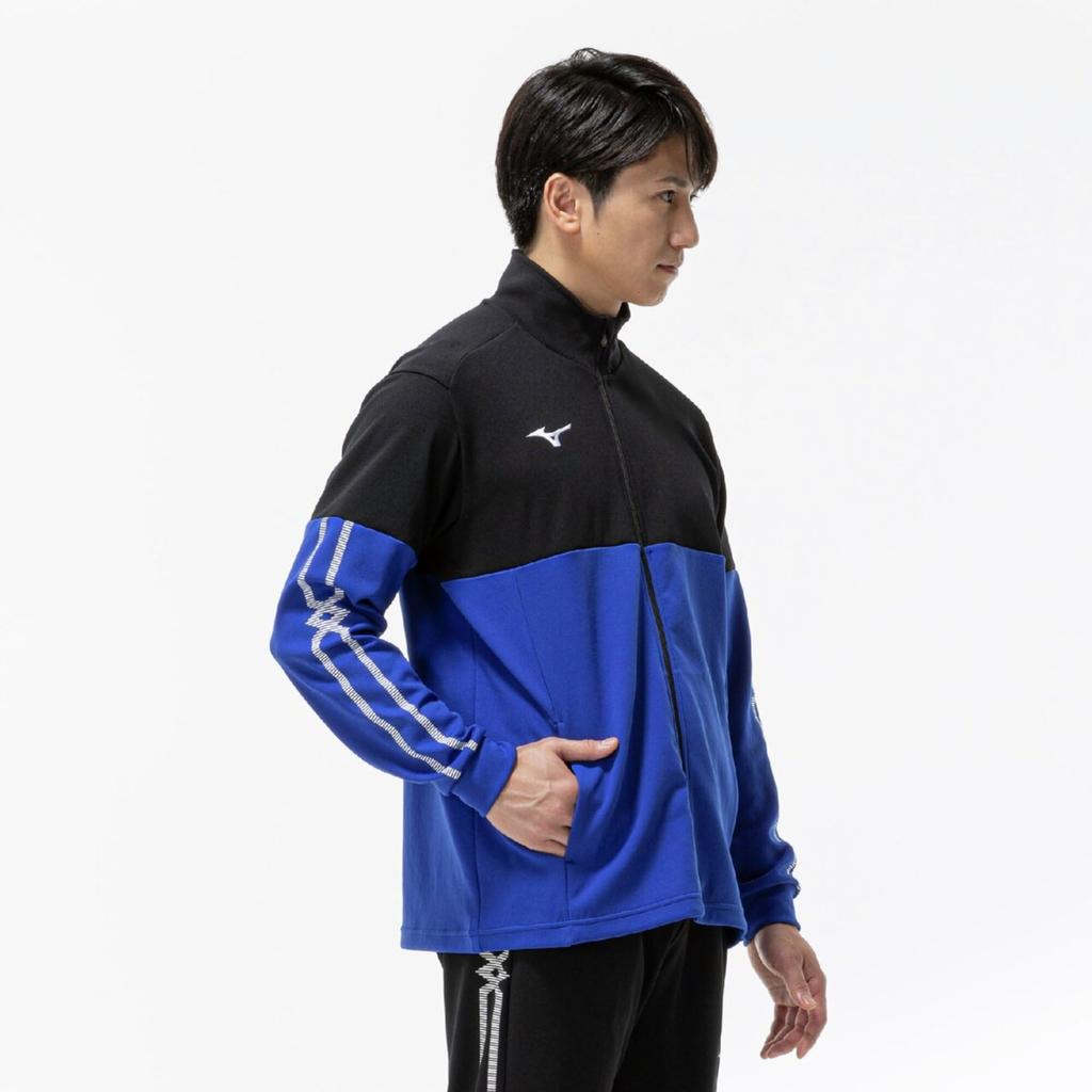 Training Wear MCL Surf Blue x Size L [Mizuno] Warm-up Jacket, Sweat-wicking, Quick-drying, Stretch, 32MCD110, Unisex, Black,