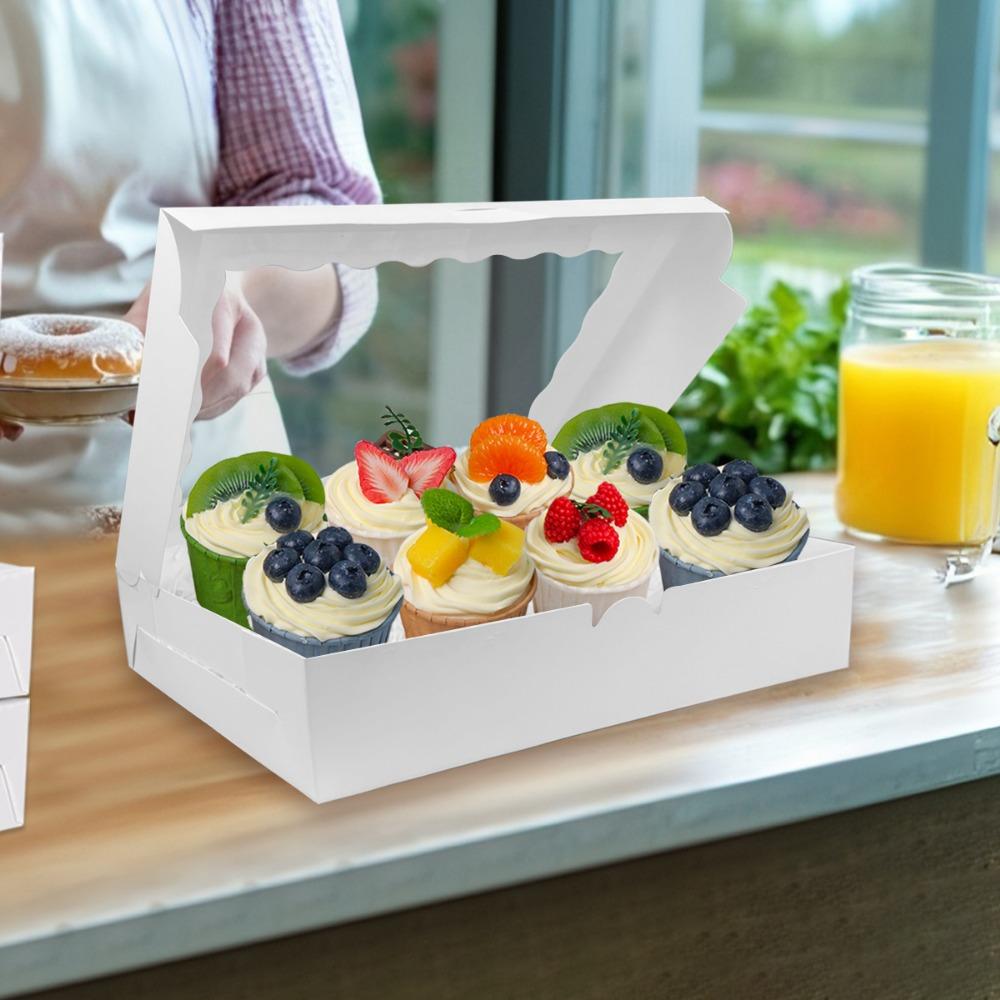 10 шт. Большие подарочные коробки с прозрачным окном, белая подарочная упаковочная коробка для свадеб, дней рождения, рождественских новогодних вечеринок, юбилеев