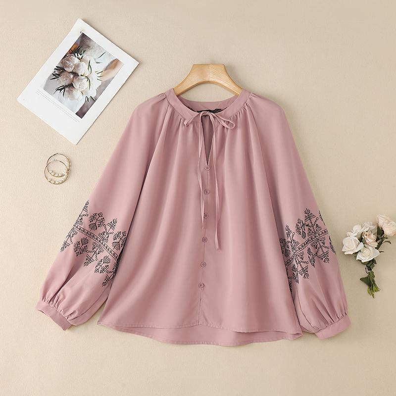 ZANZEA Женская повседневная свободная блузка с длинным рукавом и круглым вырезом