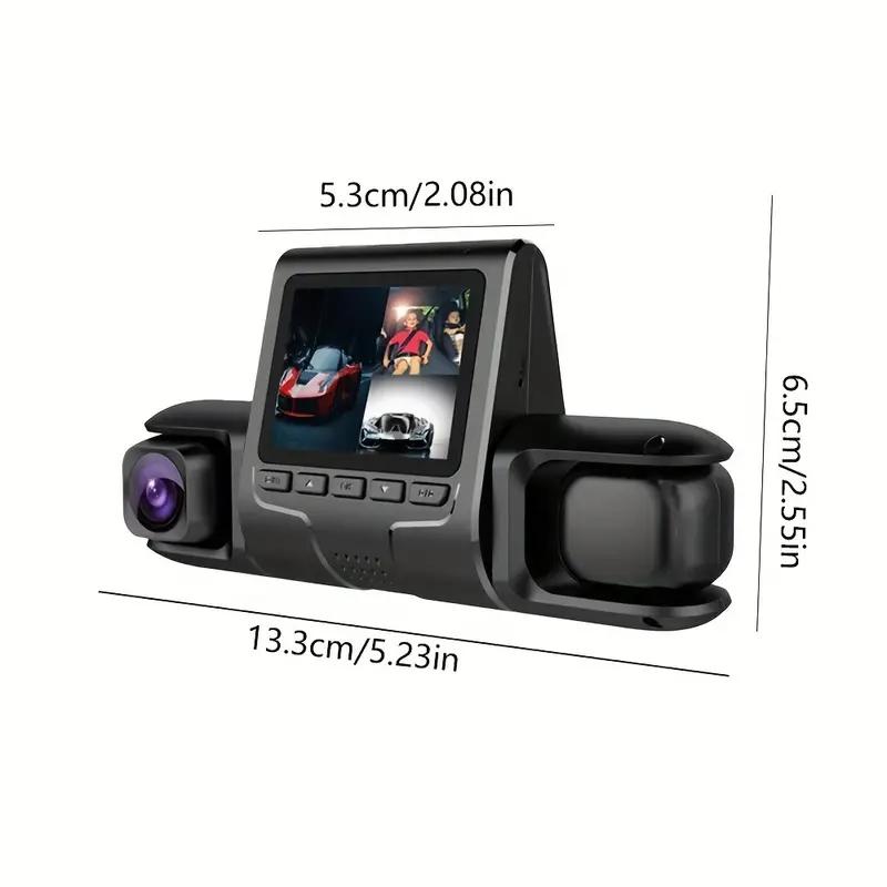 1080P Triple Lens Car Dash Cam Dashcam Front Inside & Rear HD Car DVR 120° Angle Loop Recording Gravity Sensor