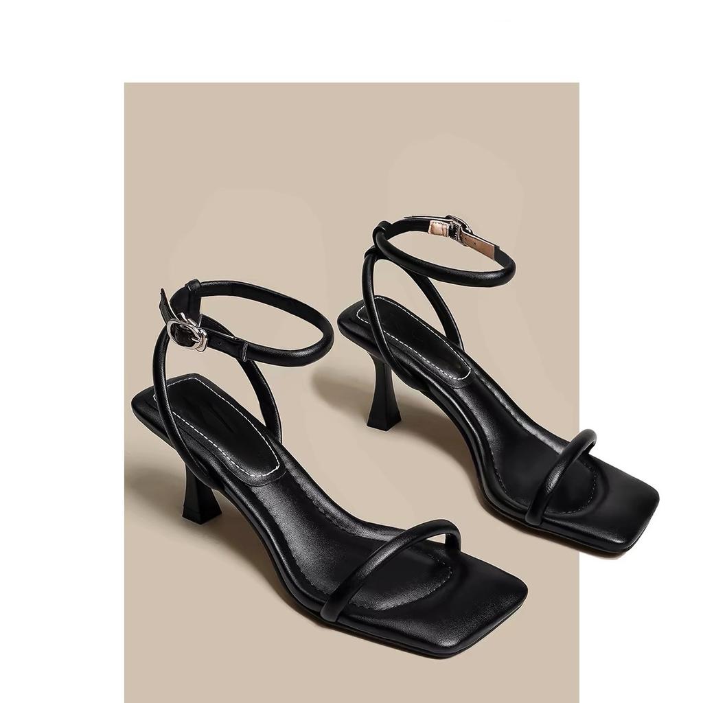 Гонконг серебристые туфли на высоком каблуке женские туфли-стилеты лето 2024 с юбкой французское слово с римскими сандалиями дерьмо