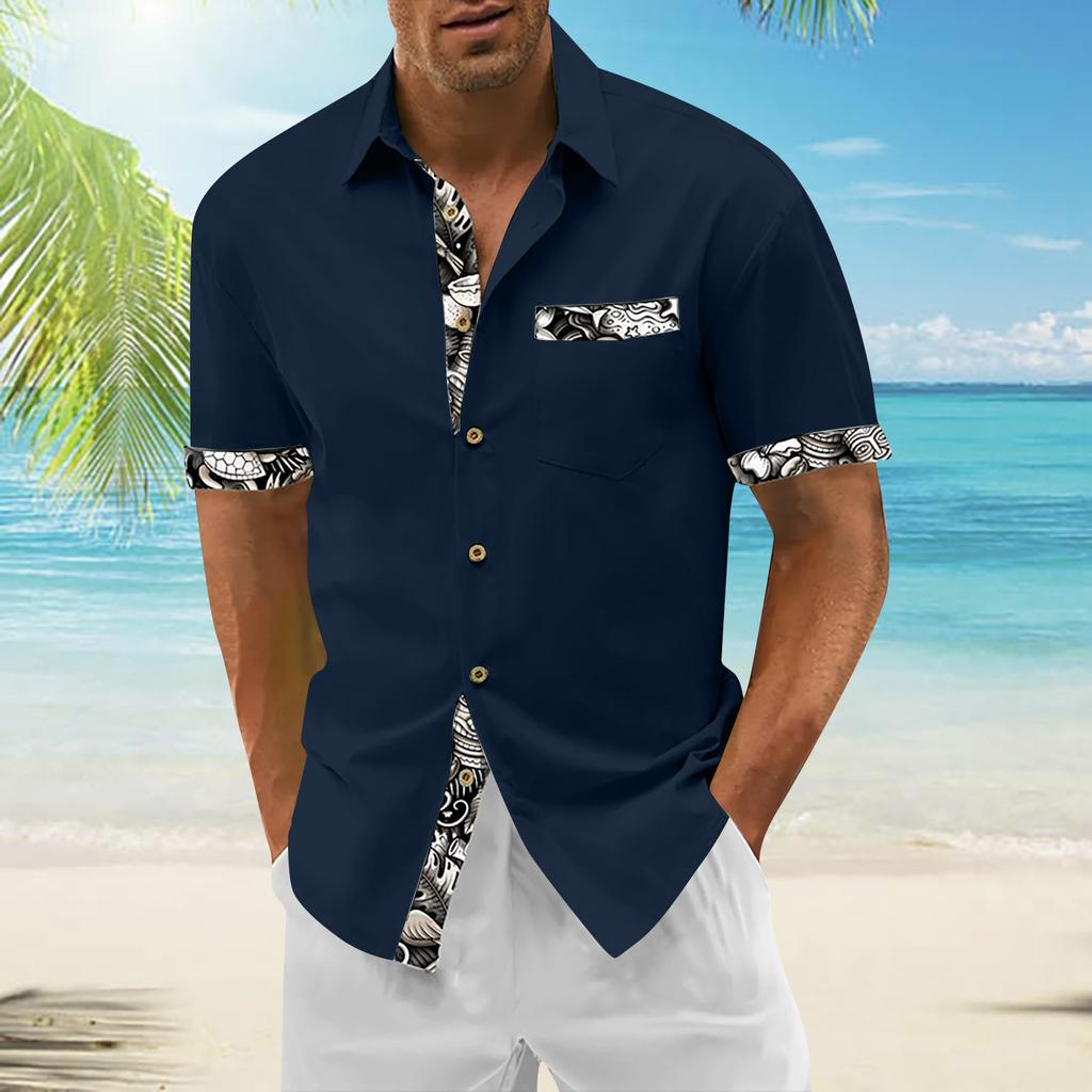Гавайская рубашка для мужчин, мужские винтажные рубашки для боулинга на пуговицах, летняя пляжная рубашка с коротким рукавом