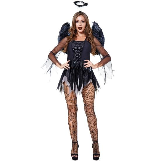 Костюм на Хеллоуин Темный ангел Падший ангел Косплей Набор Женская одежда Готическая ведьма Маскарадный костюм
