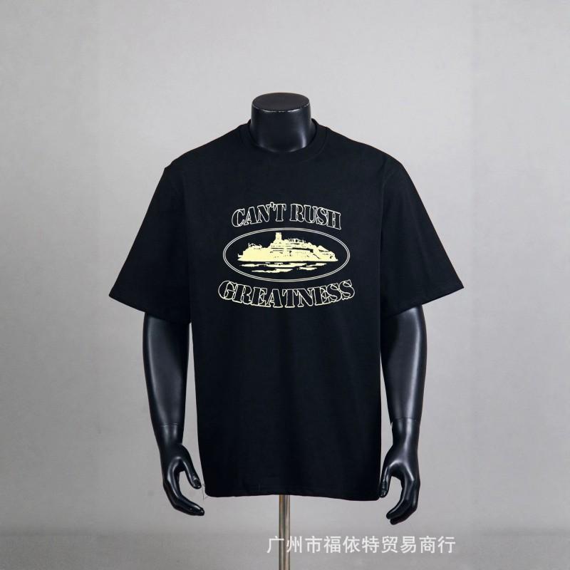 Corteiz Alcatraz Vintage Print T-Shirt Men Women Streetwear Loose Fit Short Sleeve Tee