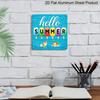2D Flat, 1pc Vintage "Hello Summer" Metal Wall Sign - Retro Outdoor/ Decoration Suitable for Patio, Porch - Cheerful Summer Welcome Plaque