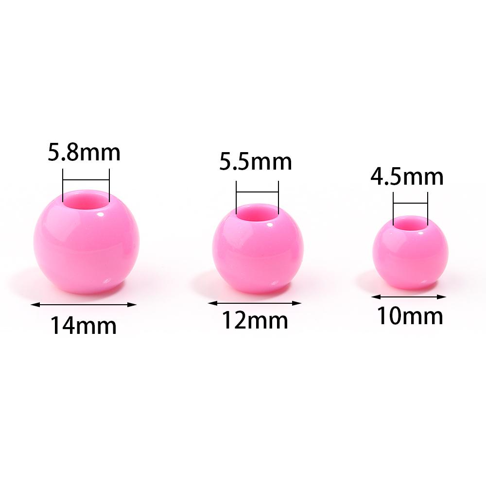 50pcs/lot 10 12 14mm Acrylic Big Hole Beads Multicolor Loose Spacer Round Beads For DIY Bracelet Earrings Jewelry Accessories