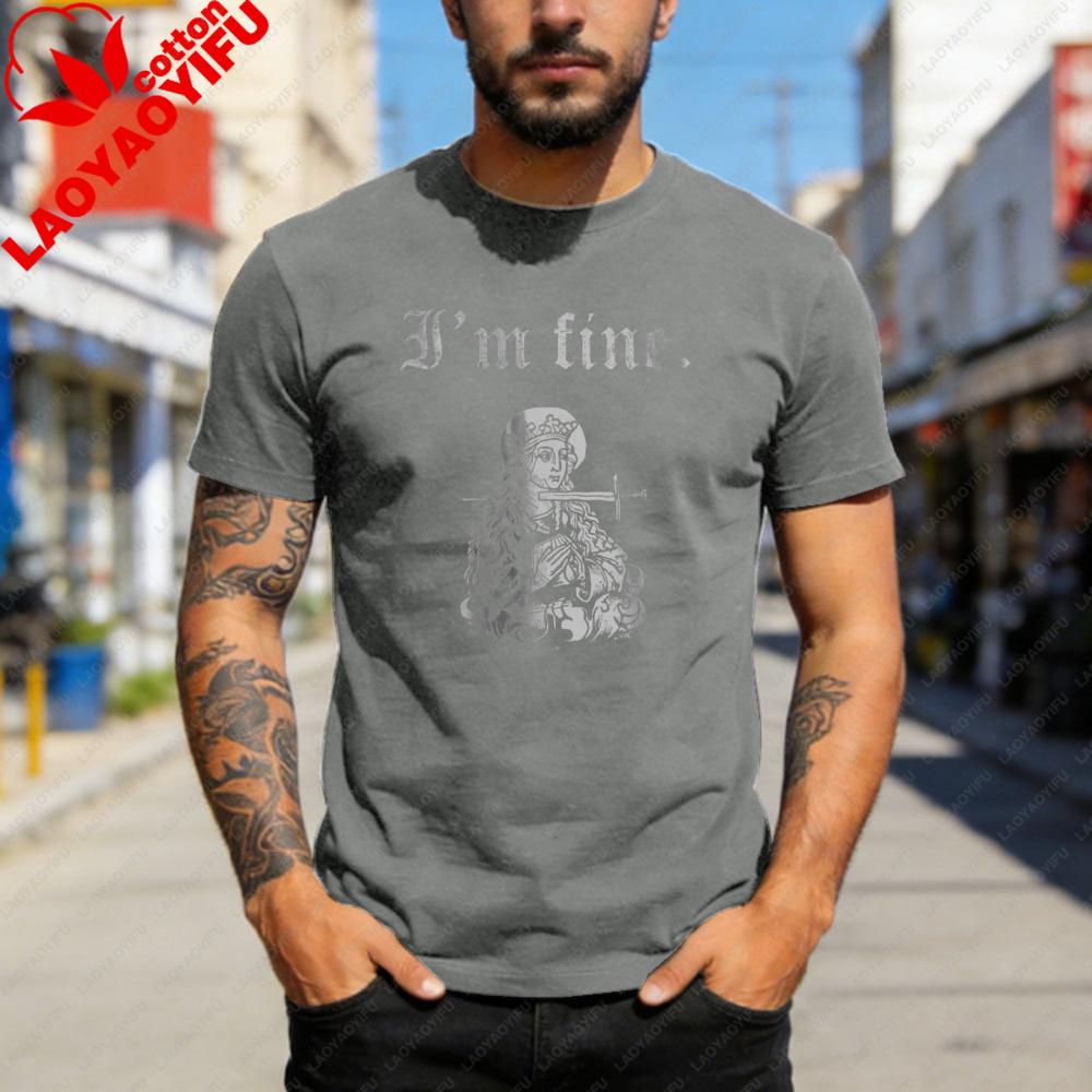 Unisex TShirt Cotton Summer Short Sleeve Casual Fashion Im Fine Gothic Queen Print Graphic Tee For Unisex Unisex Streetwear Gift Top