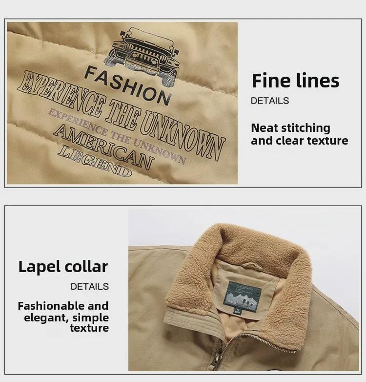 Мужская зимняя куртка Flight Cotton 2024 с воротником из овечьей шерсти, утолщенная, большого размера