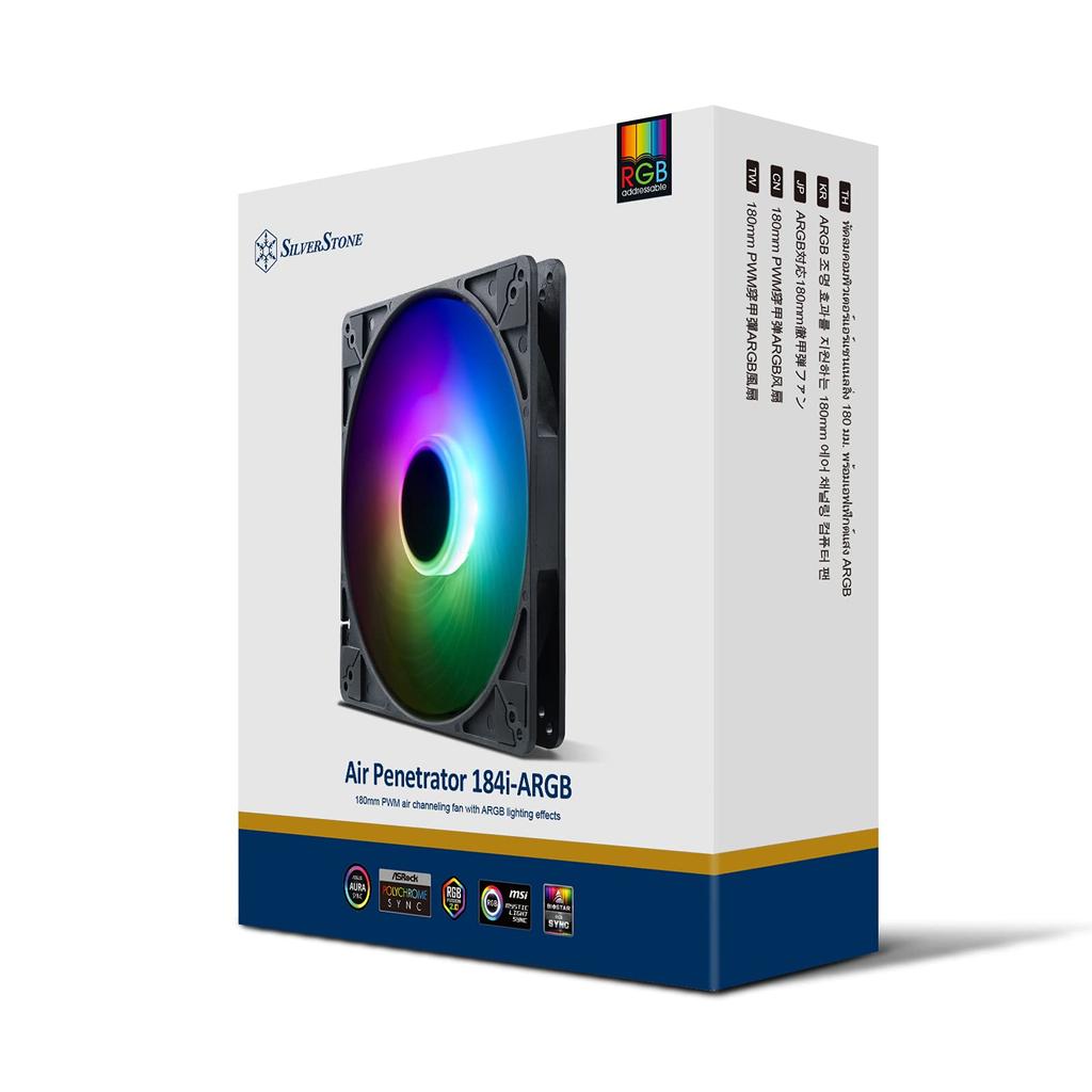 Совместимый с ARGB 180-мм пробивающий броню вентилятор SilverStone SST-AP184i-ARGB [Авторизованный японский дистрибьютор]