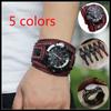 Fashion Steam Punk Rock Style Leather Bracelet Watch Wristwatch Red Blue Green Black Brown Genuine Leather Strap Watch