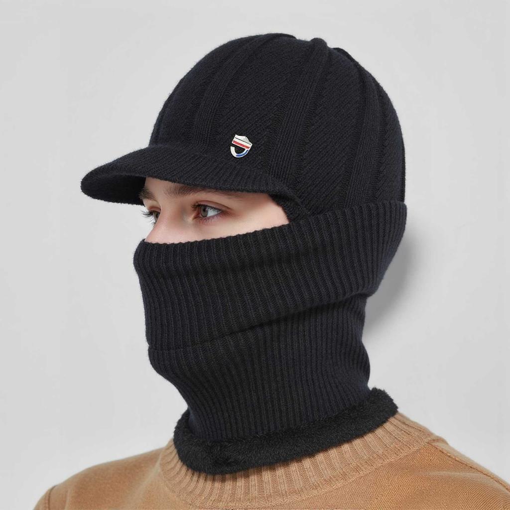 Бархатная утепленная шапка-балаклава с защитой ушей и шеи, непродуваемая, для катания