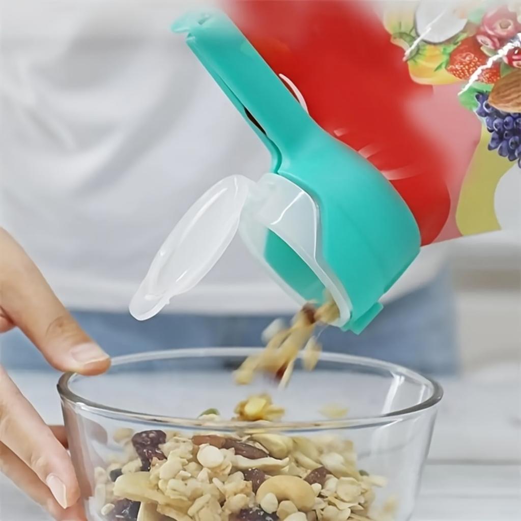 1 шт. Многофункциональный зажим для пищевых пакетов с носиком для выливания, прочный полипропиленовый пластик.