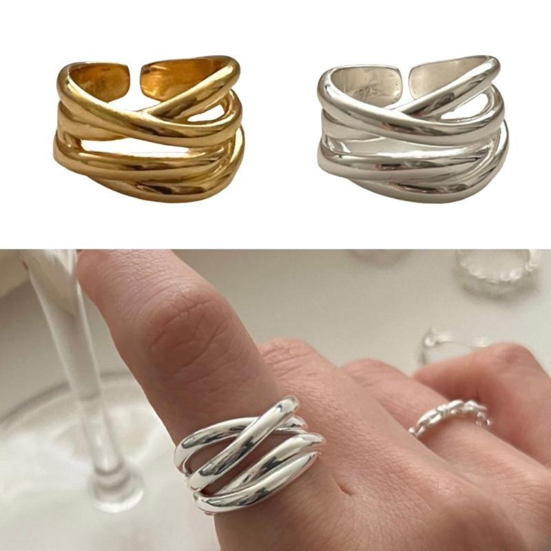 Геометрические нерегулярные кольца украшение шикарное кольцо с пересекающимися нерегулярными линиями для женщин отлично подходит для вечеринок и повседневной носки