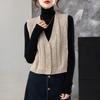 Women's Loose Wool V-Neck Sleeveless Sweater Vest for Autumn & Spring