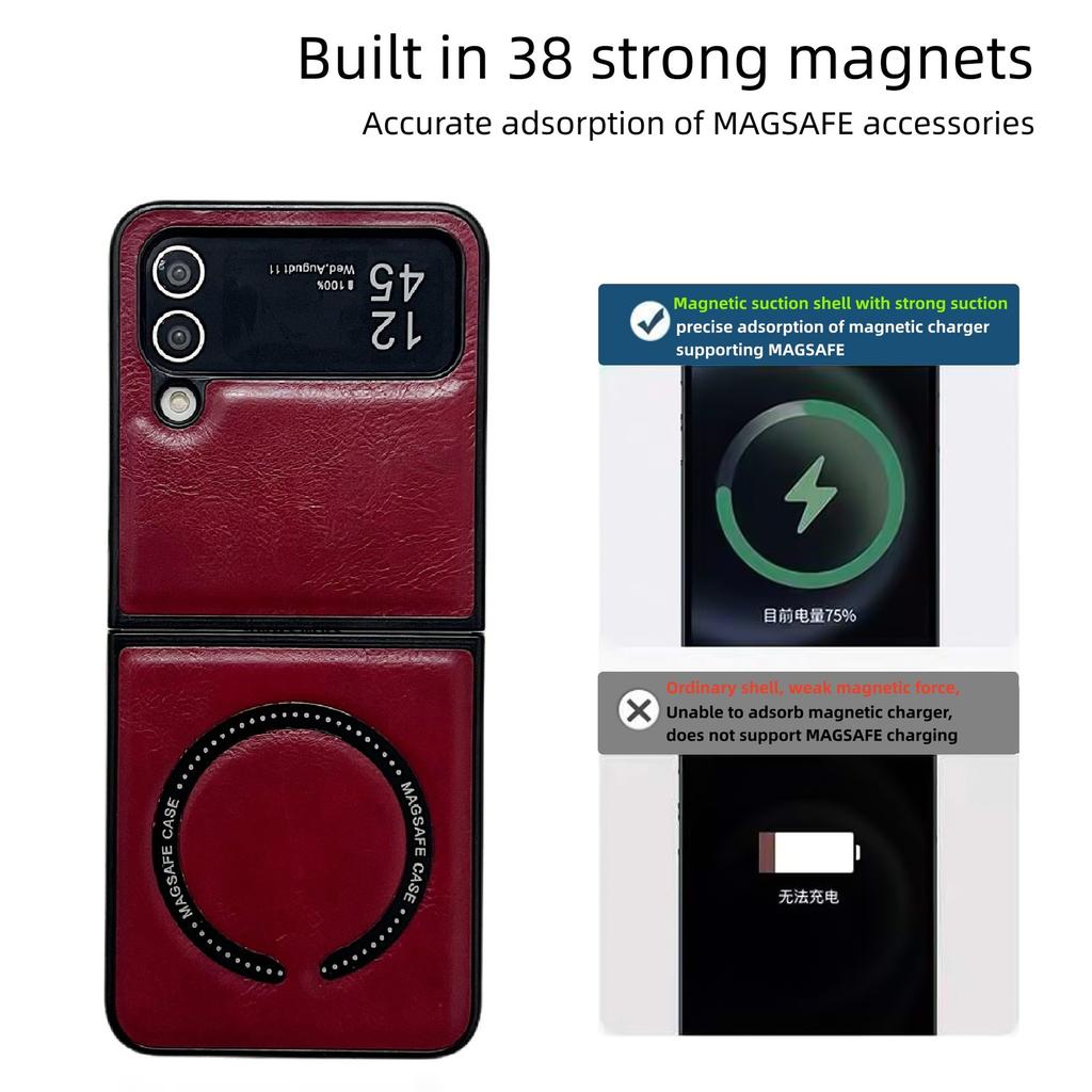 Подходит для Samsung Galaxy Z Flip6 Складной чехол для телефона ZFold6 Кожаный MagSafe Пылезащитный Чехол