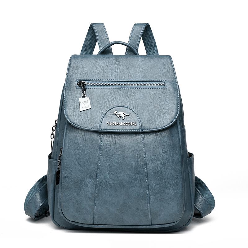 Стильный женский рюкзак большой вместимости из мягкой кожи с защитой от кражи для путешествий и учебы