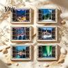 Wooden Window Ornament 1/6Pcs Fake Fridge Magnet, Natural Scenery Refrigerator Magnet Magnetic Decoration for Kitchen Office Whiteboard Landscape