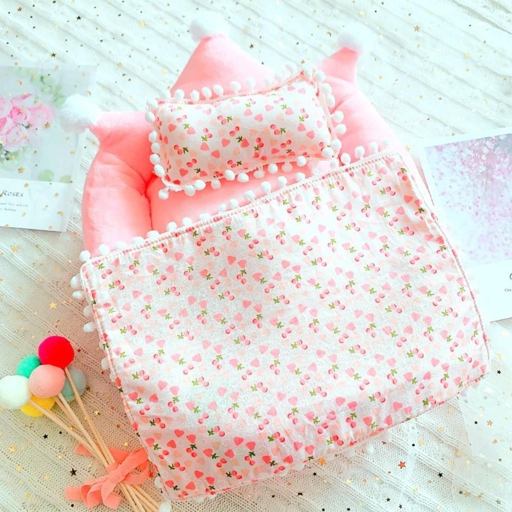 Mini Doll Bed Cosy Doll Bedding Accessories Cute Doll Bedding Set for Toy Girl Gift