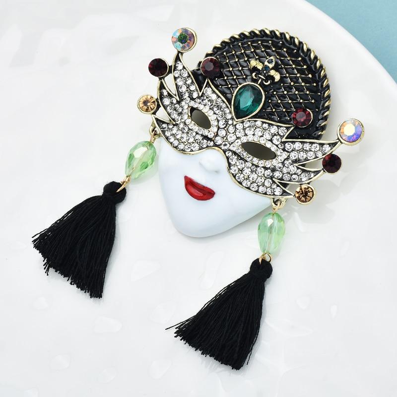 Blucome Большие винтажные красивые броши для лица для женщин, жемчужные стразы, кисточка, красотка для лица, вечерние, офисные броши, булавки, подарки