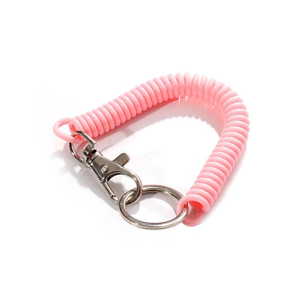 Keychain Lanyard Spiral Spring Coil Keyring Key Hooks Stretch Spring Coil Anti-lost Lobster Clasp