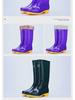 Adult Velvet-Lined Non-Slip Waterproof High-Top Kitchen Rain Boots - PVC Ladies' Work Shoes