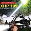 XHP199 Интеллектуальный сенсорный налобный фонарь, легкий портативный налобный фонарь со встроенным аккумулятором, регулируемый водонепроницаемый налобный фонарь